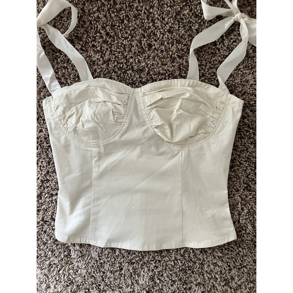 Et Clet Ribbon Strap Corset Top Size Medium In Off White